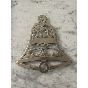 Vtg William Adam WA Silver Plated Noel Bell Shape Trivet Metal Christmas Italy